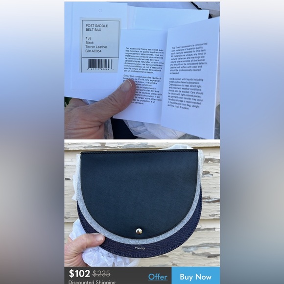 Theory Post Saddle Leather and Denim Waist/Hip/Belt Bag - Picture 8 of 13